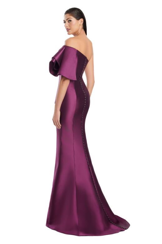 Alexander by Daymor 3051 High Slit One-Shoulder Flutter Sleeve Dress