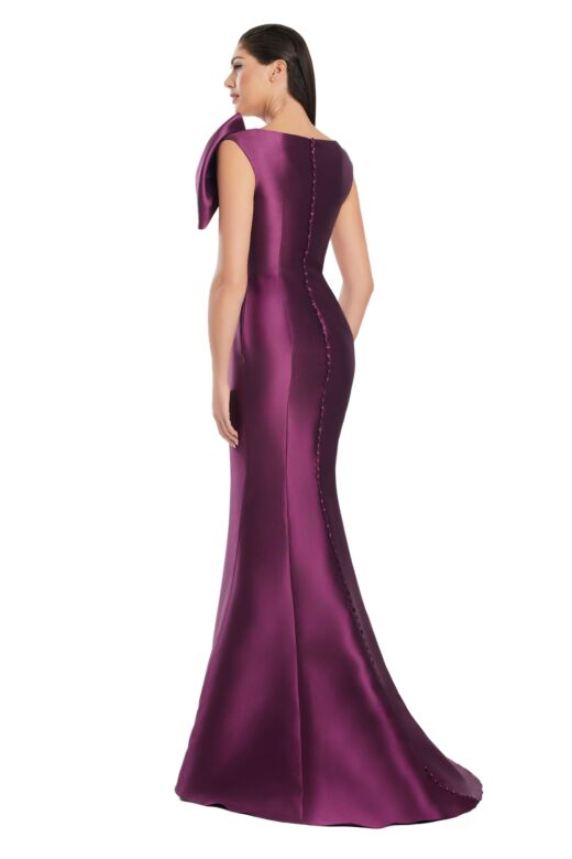 Alexander by Daymor 3055 Asymmetric Bow Neck High Slit Dress