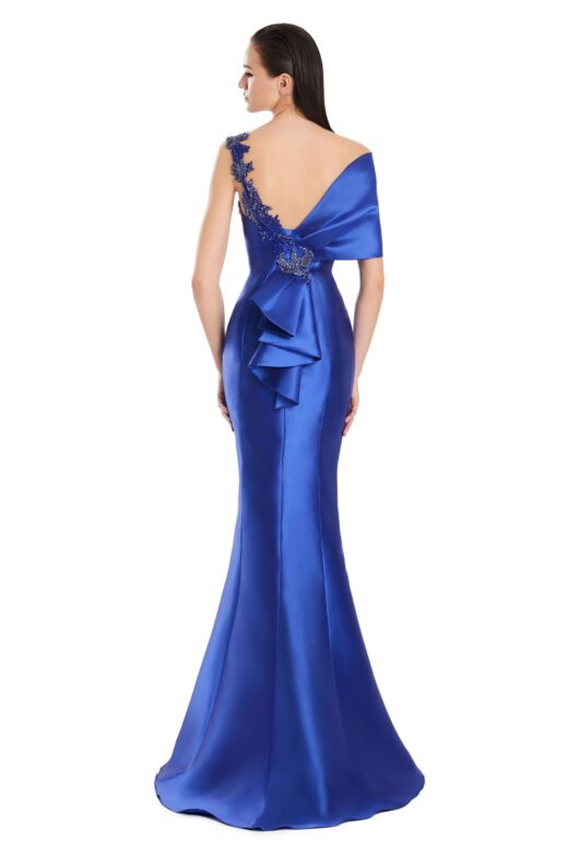 Alexander by Daymor 3060 Asymmetric Neck Applique Strap Dress