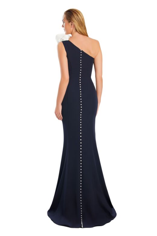 Alexander by Daymor 3076 Back Button One-Shoulder Rosette Dress