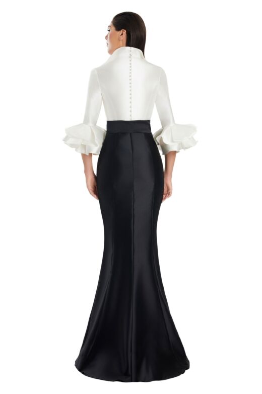 Alexander by Daymor 3087 Collared V-Neck Ruffle Sleeve Dress