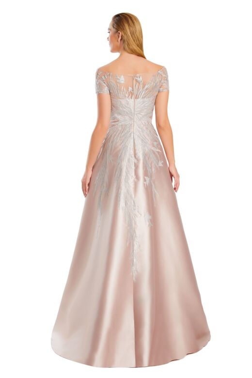 Alexander by Daymor 3096 Illusion Neck Short Sleeve A-Line Dress
