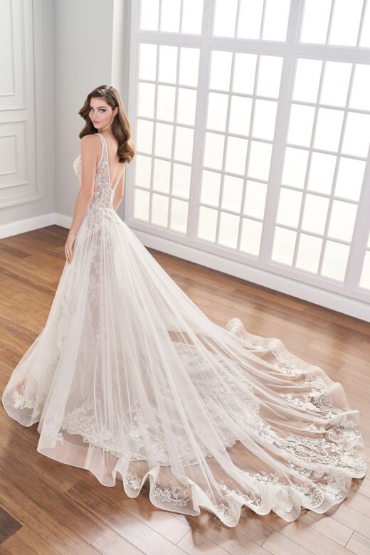 Martin Thornburg MTL402 Finley Plunging Neckline Sheer Bridal Dress