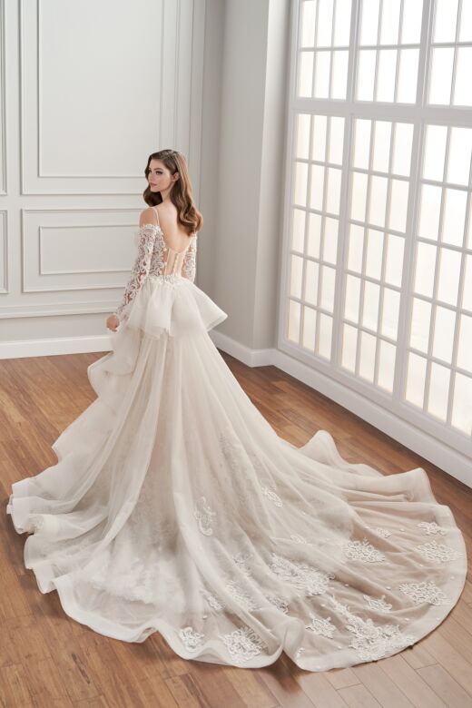 Martin Thornburg MTL406 Idalia Sheer Back Long Sleeve Wedding Dress