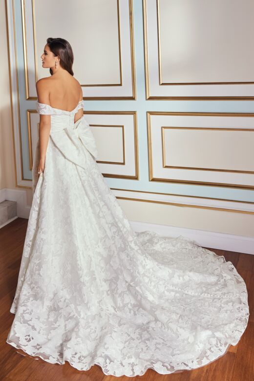 Martin Thornburg MT5113 Gazelle Off-The-Shoulder Back Bow Bridal Dress
