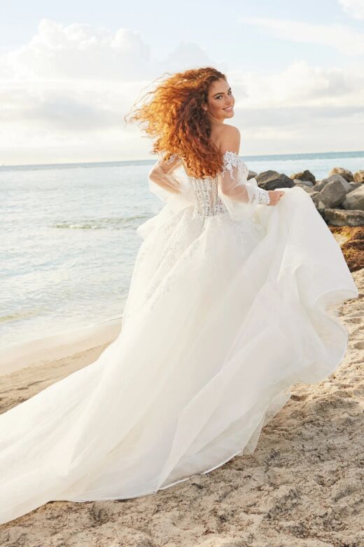 Martin Thornburg MT3207 Cameo Separate Sleeve Sheer Top Bridal Dress