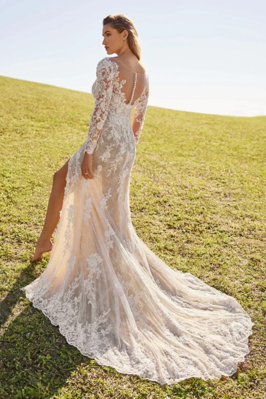 Martin Thornburg MT3215 Callen Sheer Back Long Sleeve Wedding Dress