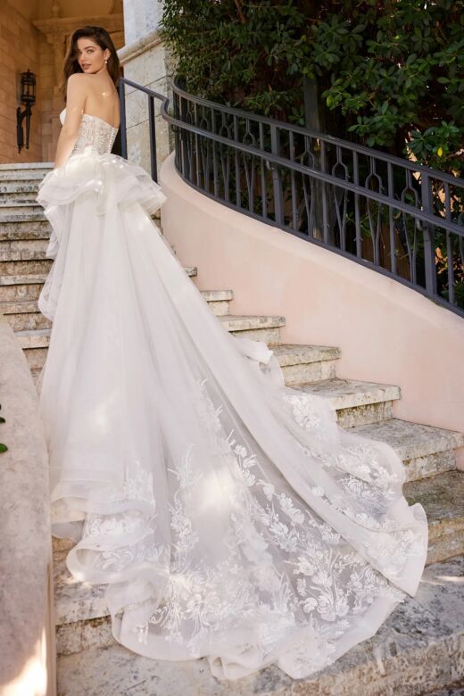 Martin Thornburg MTL9101 Aire Panel Train Separate Sleeve Wedding Gown