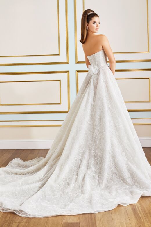 Martin Thornburg MT9116 Poppy Floral Back High Slit Bridal Dress
