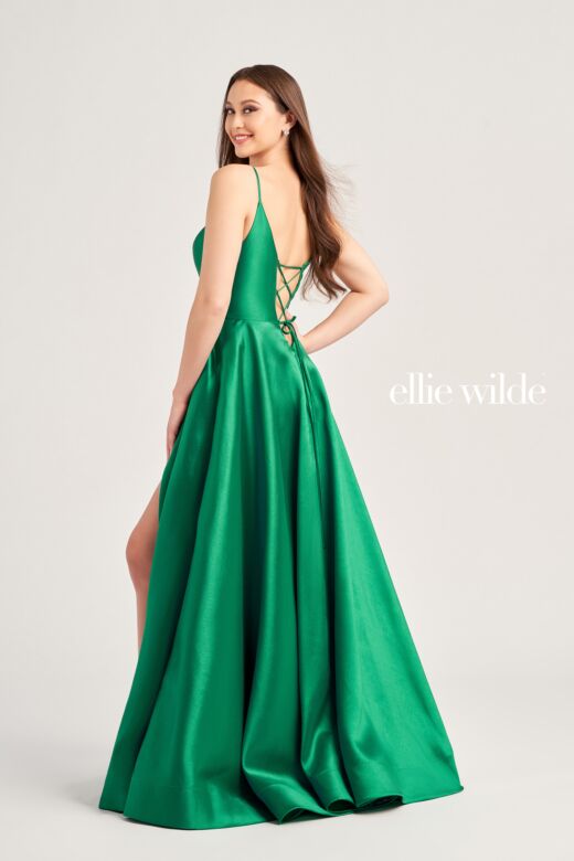 Ellie Wilde EW35232 Plunging Neck Lace-Up Dress