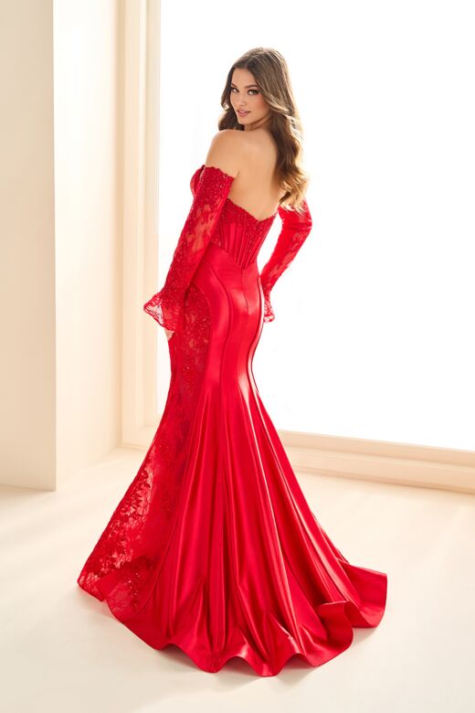 Ellie Wilde EW36010 Detached Sleeves Strapless Corset Dress