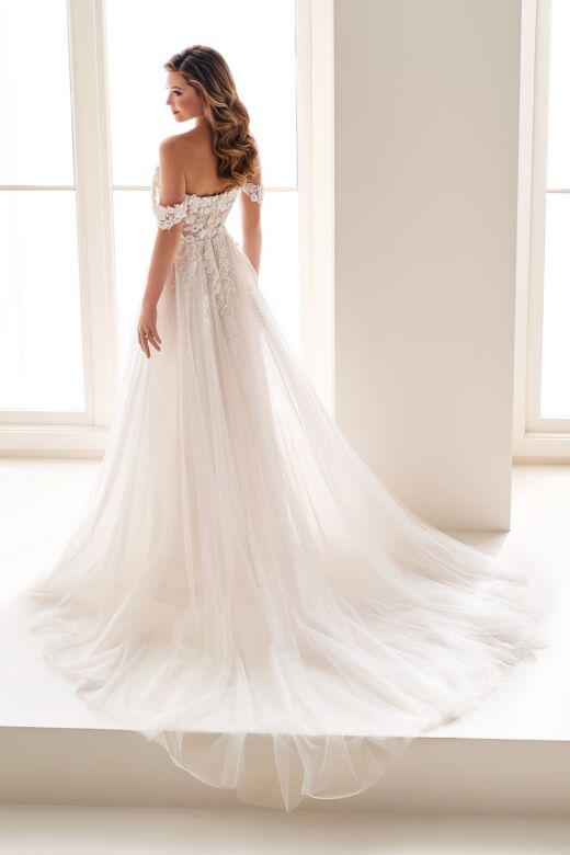 Enchanting by Mon Cheri E1003 Plunging Off-The-Shoulder Wedding Dress