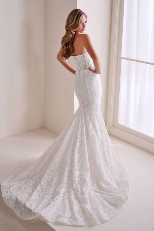 Enchanting by Mon Cheri E401 Mermaid Lace Plunging Neck Wedding Dress