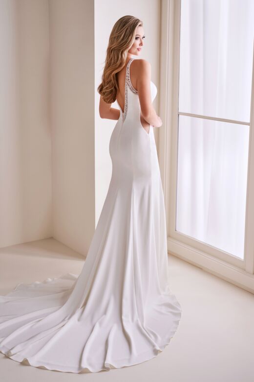 Enchanting by Mon Cheri E405 Sheer Side Keyhole Neck Bridal Dress