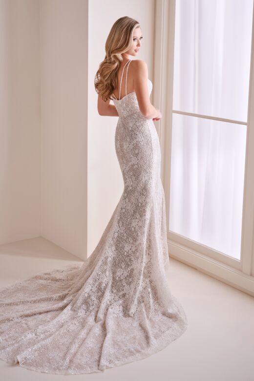 Enchanting by Mon Cheri E406 Strappy Back Ruched Lace Bridal Dress