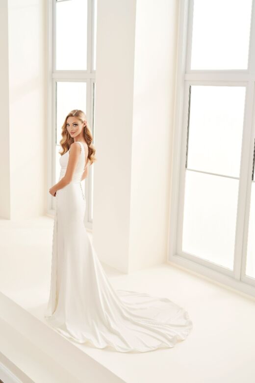 Enchanting by Mon Cheri E502 Plunging Neckline Faux Wrap Wedding Dress