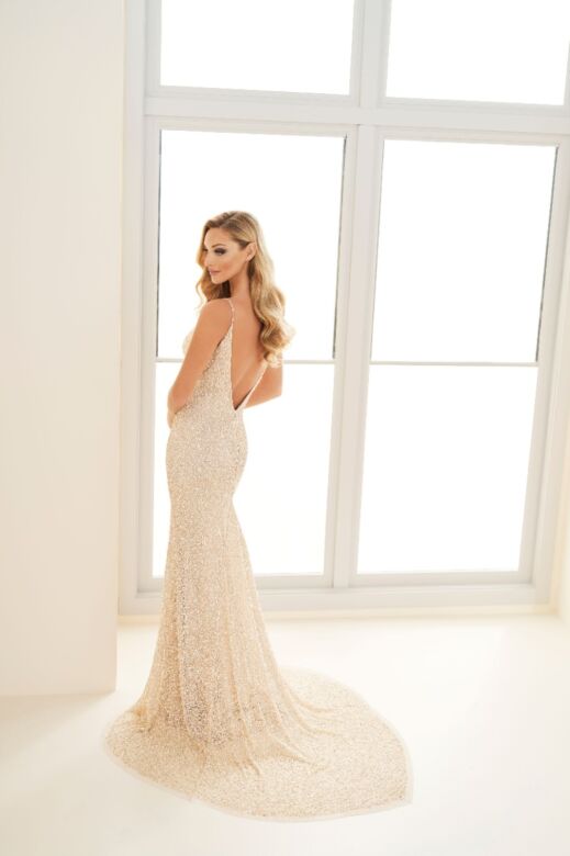 Enchanting by Mon Cheri E509 Open Back Embellished Bridal Dress