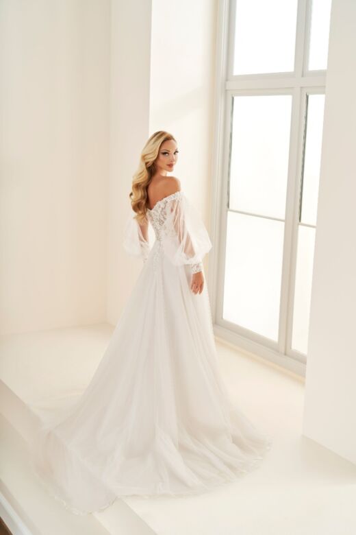 Enchanting by Mon Cheri E512 Bishop Sleeve Lace Bodice Bridal Gown
