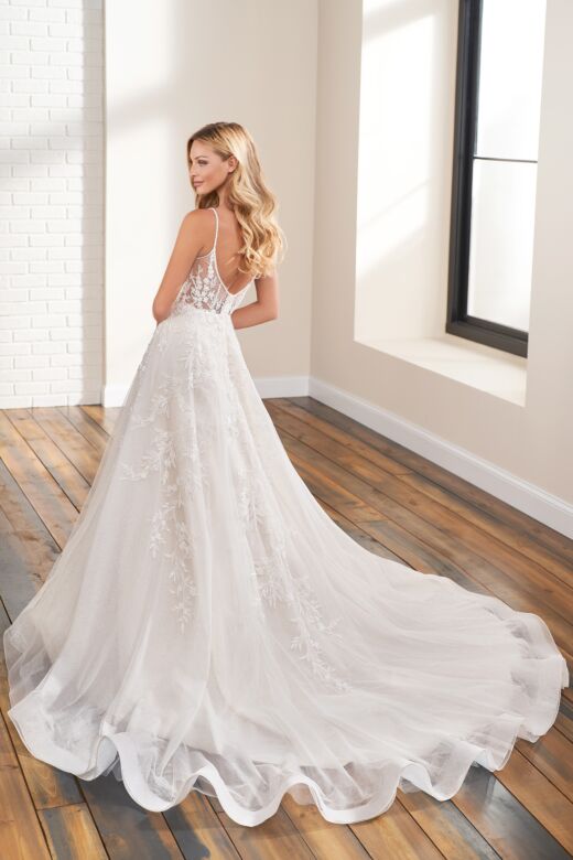 Enchanting by Mon Cheri 122174 Illusion Back Glitter Wedding Gown