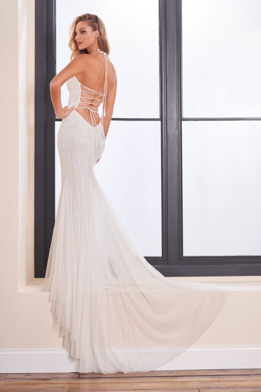 Enchanting by Mon Cheri 221153 Lace-Up Back Beaded Wedding Dress