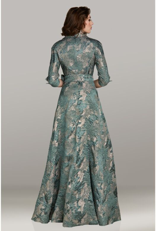 Feriani Couture 18426 Collar Neckline Tie Waist Dress