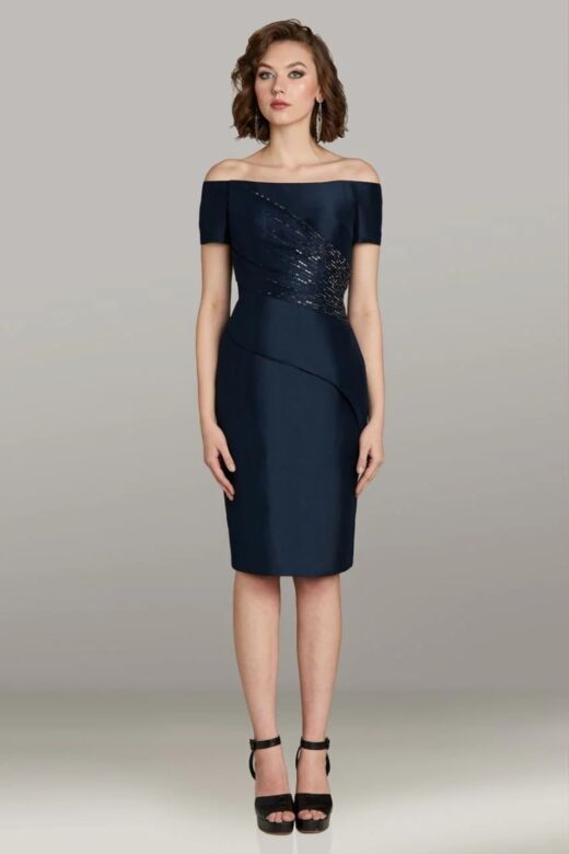 Feriani Couture 18480-SH Off The Shoulder Short Sleeve Dress