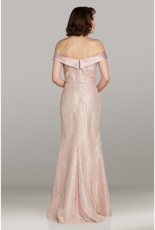 Feriani Couture 18491 Off The Shoulder Notched Neckline Dress