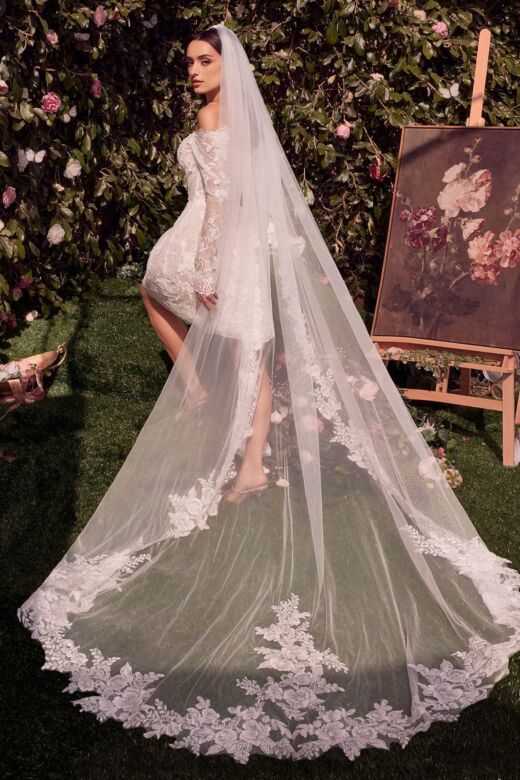 Andrea and Leo WL021 Off-The-Shoulder Short Lace Wedding Dress