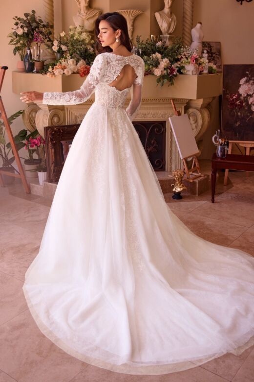 Andrea and Leo WL037 Plunging Neck Bolero Jacket Bridal Dress
