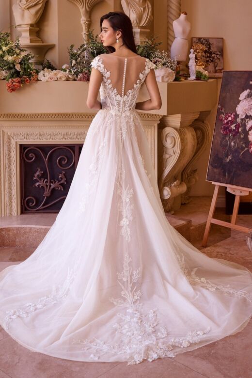 Andrea and Leo WL038 Illusion Back Bateau Neck Bridal Dress