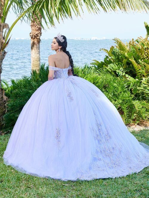 House of Wu 56493 Off-The-Shoulder Corset Bodice Quince Gown