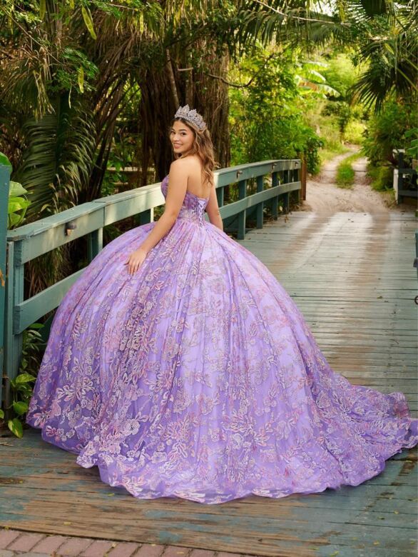 House of Wu LizLou Fiesta 56523 Lace-Up Back Strapless Sweet 16 Gown - Stock Only