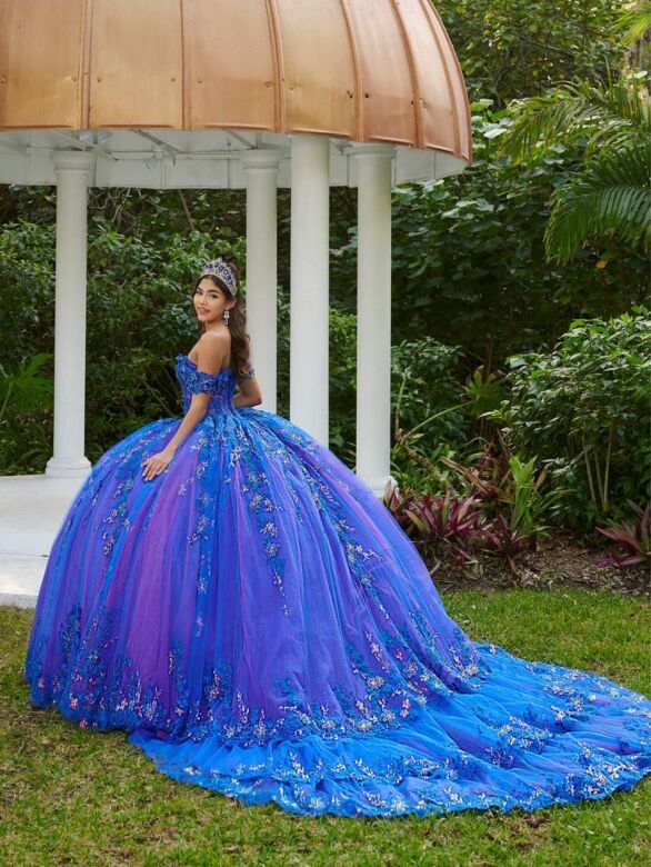 House of Wu LizLou Fiesta 56524 Off-The-Shoulder Neck Sweet 16 Gown