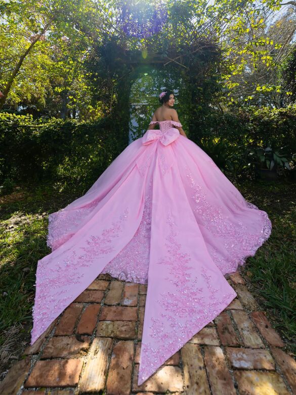 House of Wu 56564 Crystal Pink Off The Shoulder Dress