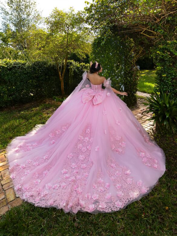 House of Wu 56572 Crystal Pink Cathedral Train Dress