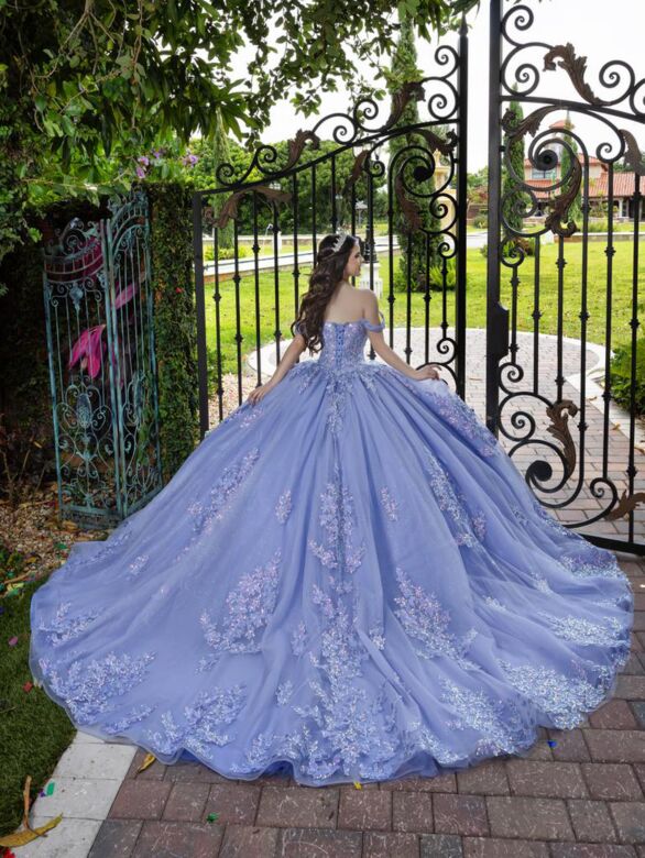 House of Wu 56529 Basque Waist Off-The-Shoulder Quinceanera Dress