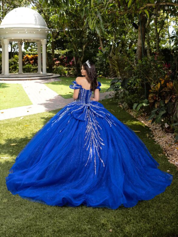 House of Wu 56535 Ruffle Sleeve Off-The-Shoulder Sweet 16 Gown