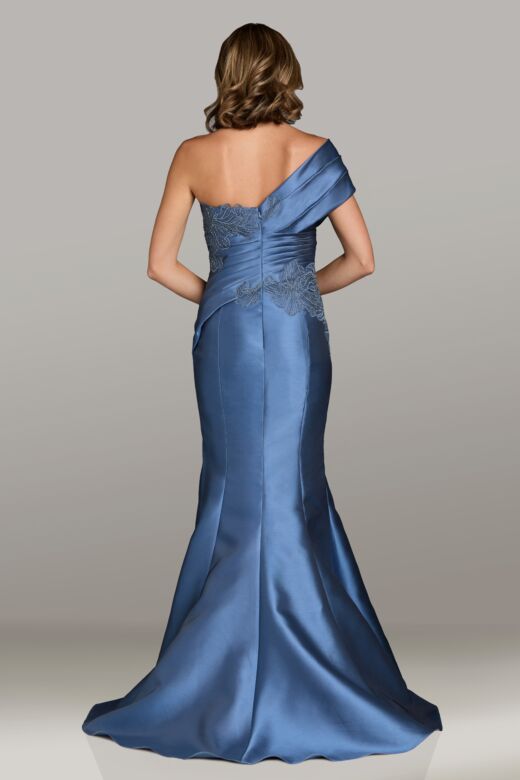 Gia Franco 12505 Pleated Asymmetric Neck Dress