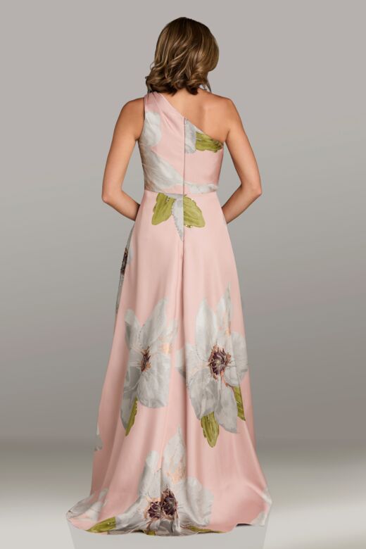 Feriani Couture 18544 Floral One Shoulder A-Line Dress