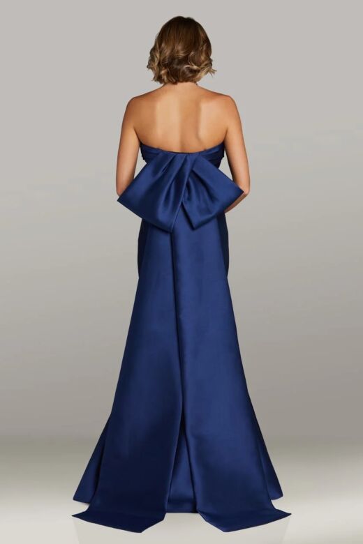 Gia Franco 12411 Pleated Neckline Bow Back Dress