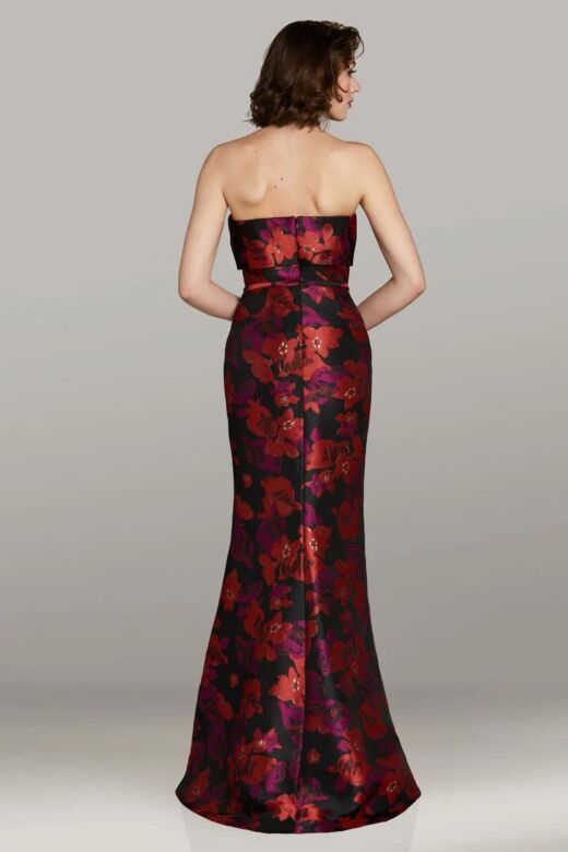 Gia Franco 12479 Banded Cuff Neckline Belted Floral Dress