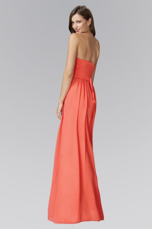 Elizabeth K GL2164 Lace-Up Back Ruched Top Maid of Honor Dress
