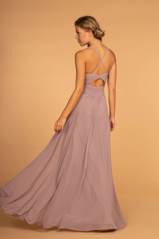 Elizabeth K GL2609 Criss Cross Back Ruched Top Bridesmaid Dress