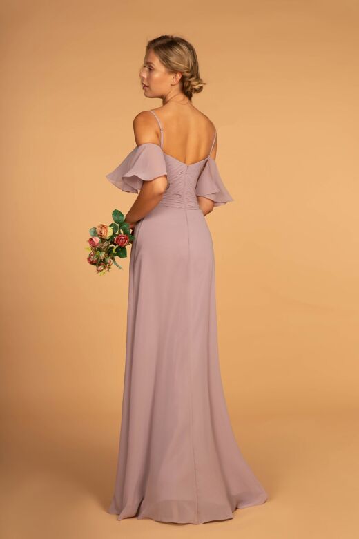 Elizabeth K GL2615 Flutter Sleeves Pleated Top Bridesmaid Dress