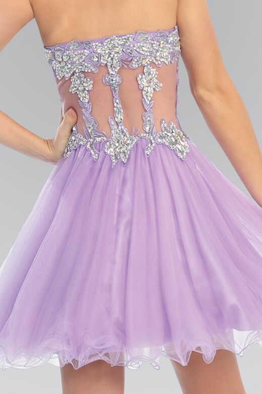 Elizabeth K GS1106 Illusion Corset Curly Hem Dress