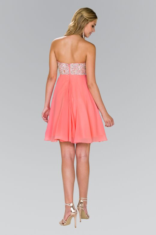 Elizabeth K GS1142 Embellished Strapless Babydoll Dress