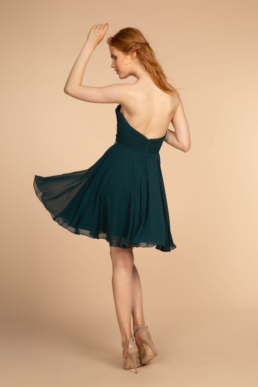 Elizabeth K GS1637 Bare Back Ruched Top Dress