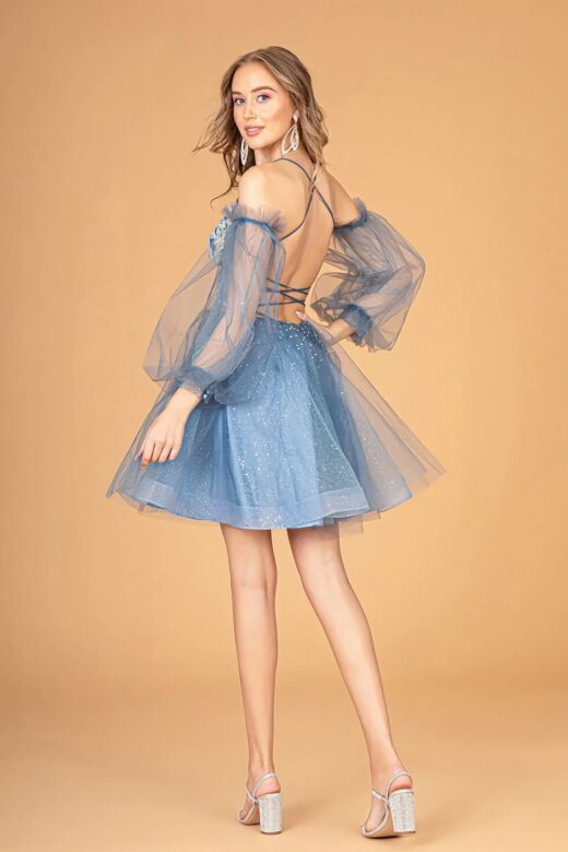 Elizabeth K GS3095 Detached Sleeves Embellished Top Dress