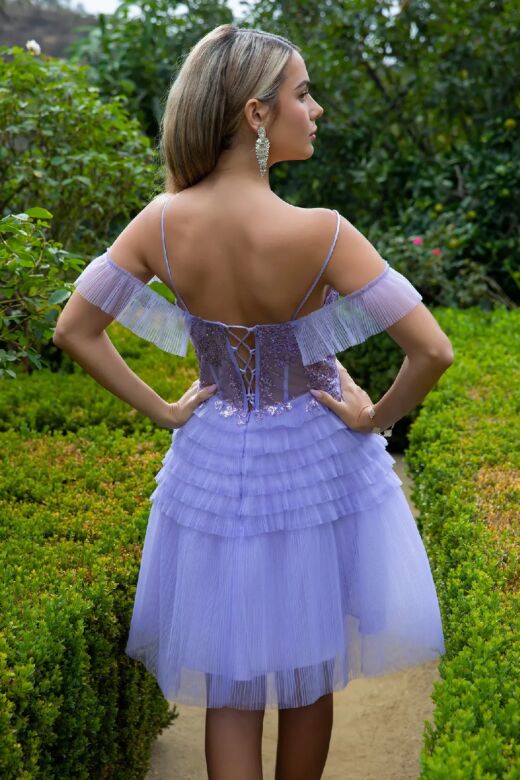 Elizabeth K GS3511 Ruffle Skirt Glitter Corset Dress