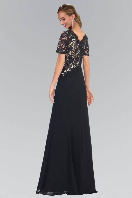 Elizabeth K GL2000 Scalloped Neck Short Sleeve A-Line Dress